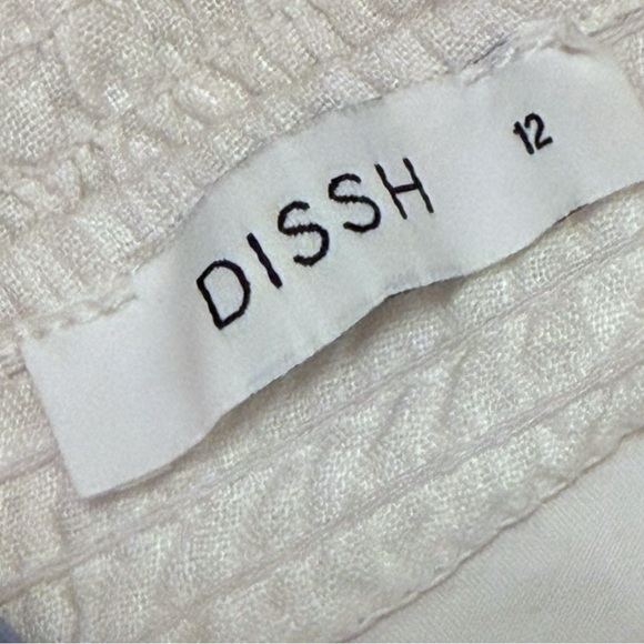 DISSH Danielle White Mini Dress Linen Size 12 Summer Puff Sleeve Flowy Short - Picture 8 of 10